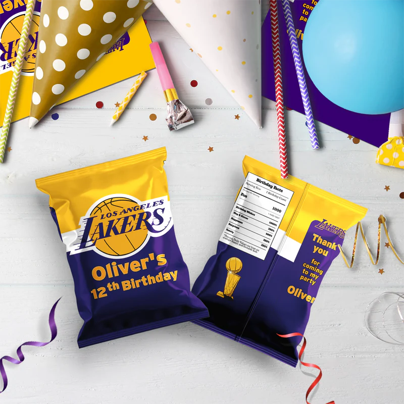 LA Lakers Birthday Decorations, NBA Team Party Supplies, Basketball Themed, Los Angeles Lakers Digital Template, Editable LA Lakers Image SVG PNG