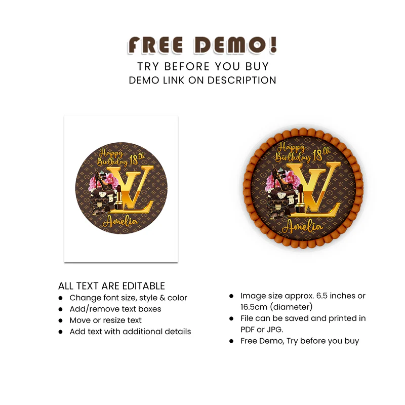 Louis Vuitton Inspired Edible Icing Sheet Cake Images Personalized
