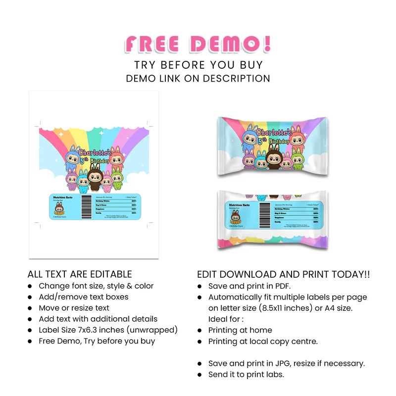 Labubu Skittles Labels Custom