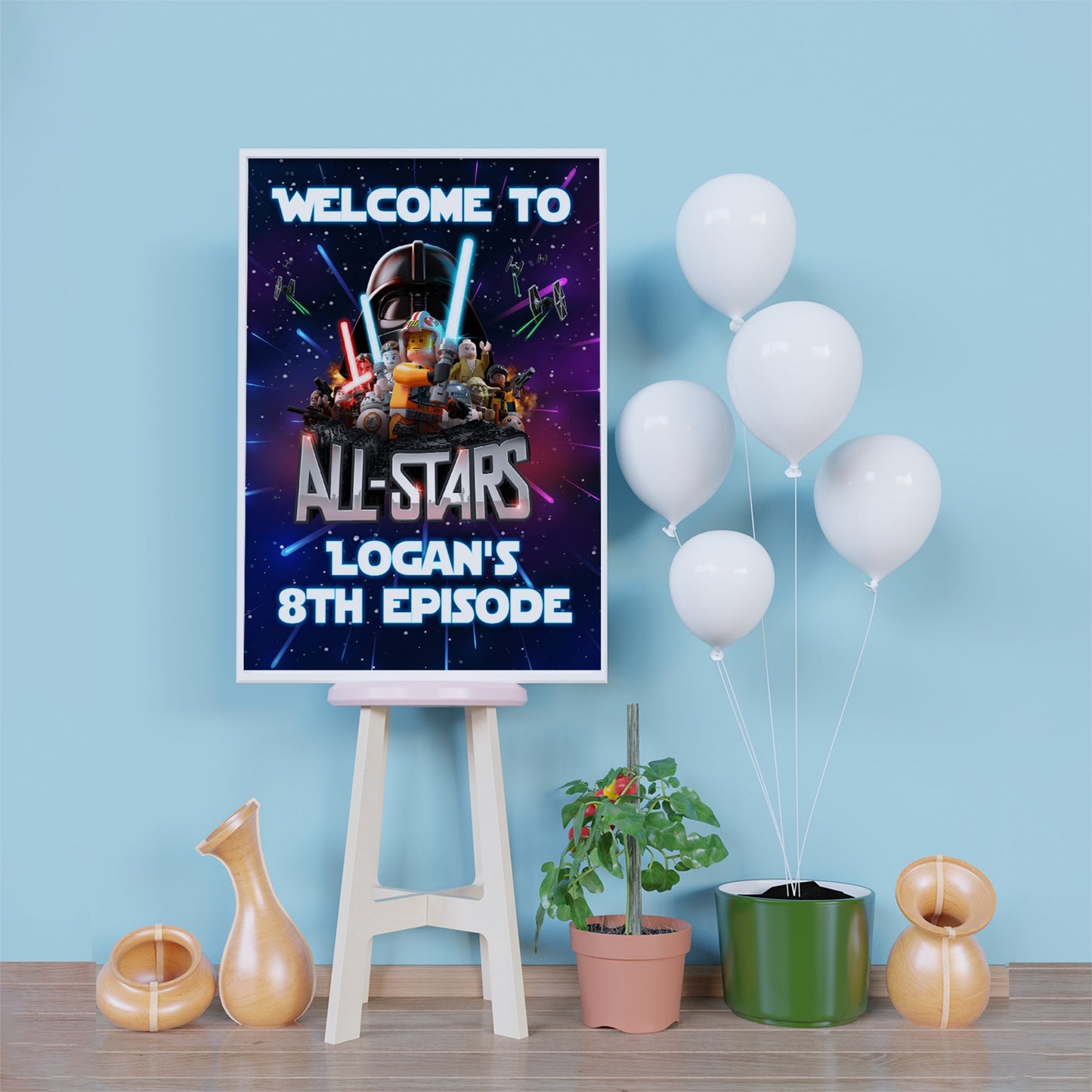 Lego Star Wars Birthday Decorations, Lego Party Supplies, Star Wars Themed, Kids Birthday Digital Template, Editable Lego Star Wars Image SVG PNG