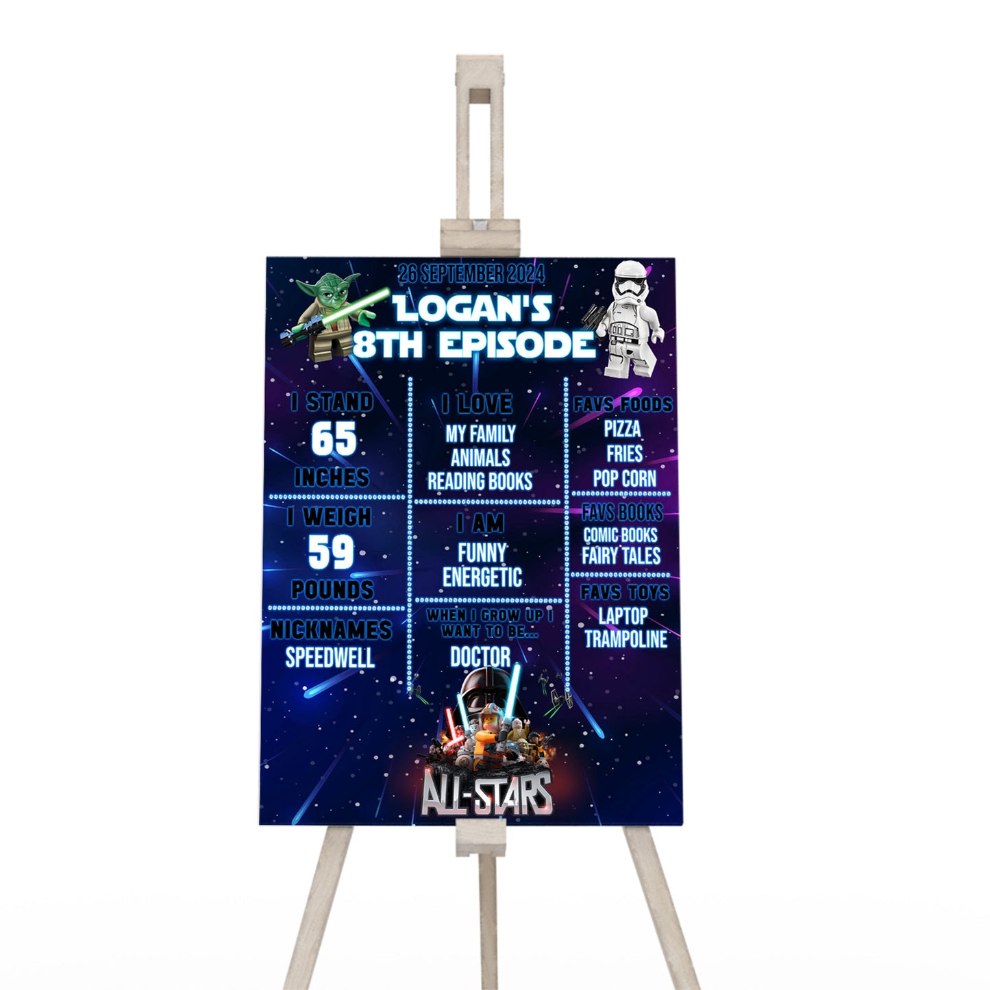 Milestone poster with Lego Star Wars theme for birthdays