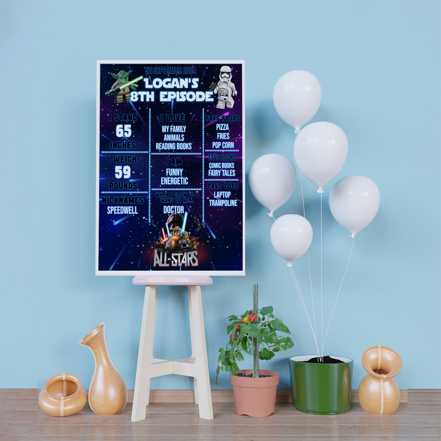 Lego Star Wars Birthday Decorations, Lego Party Supplies, Star Wars Themed, Kids Birthday Digital Template, Editable Lego Star Wars Image SVG PNG