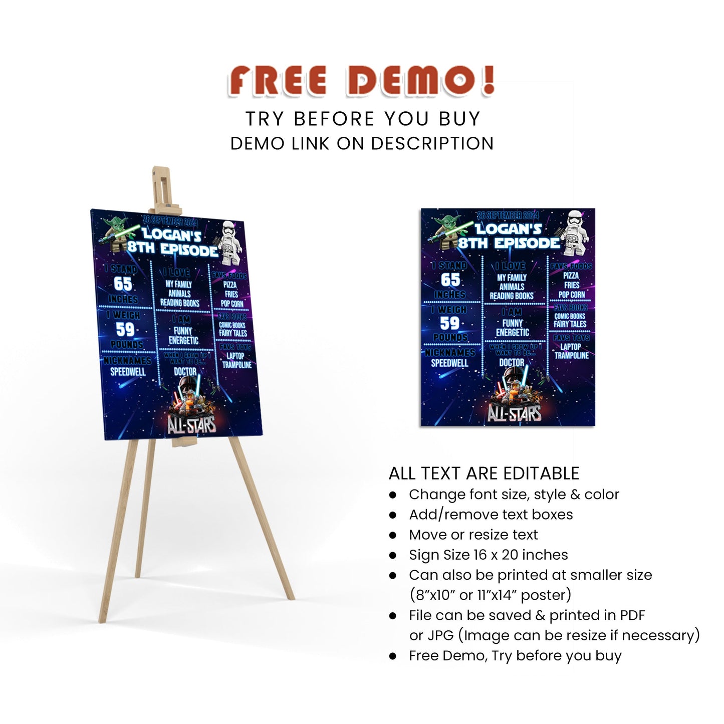 Celebrate Milestones with a Personalized Lego Star Wars Poster - Perfect Keepsake