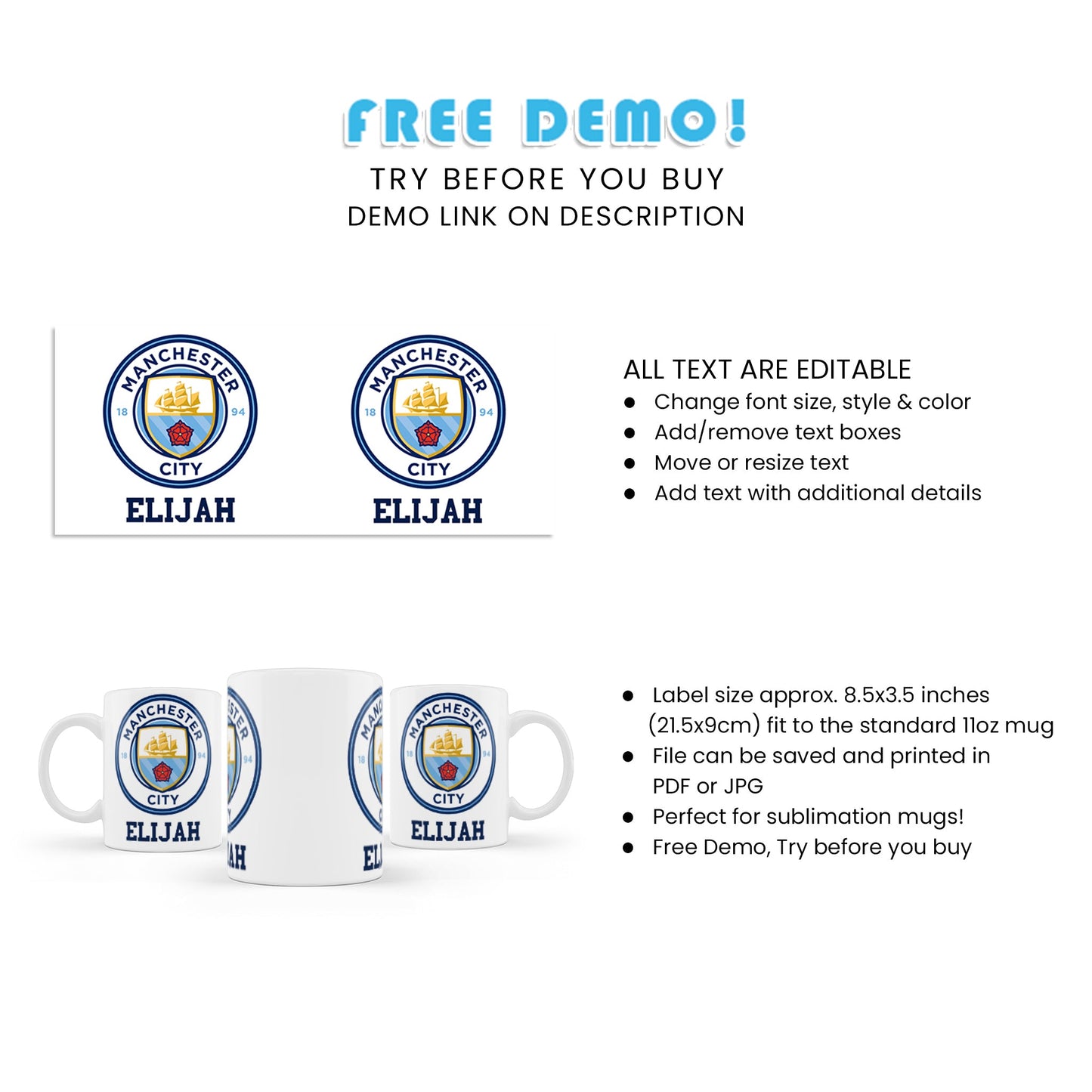 Manchester City FC Sublimation Mug - Start Your Day with Manchester City FC