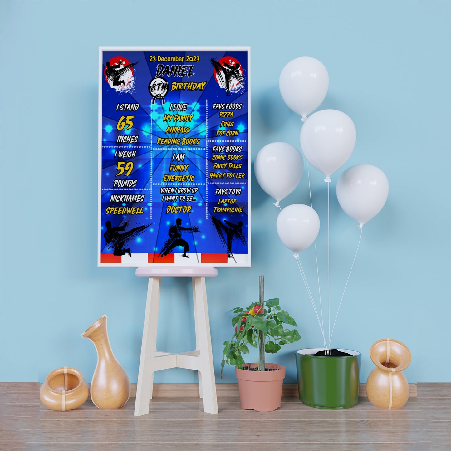 Martial Arts Birthday Decorations, karate Party Supplies, Tae Kwon Do Themed, Judo Digital Template, Editable Martial Arts Image SVG PNG