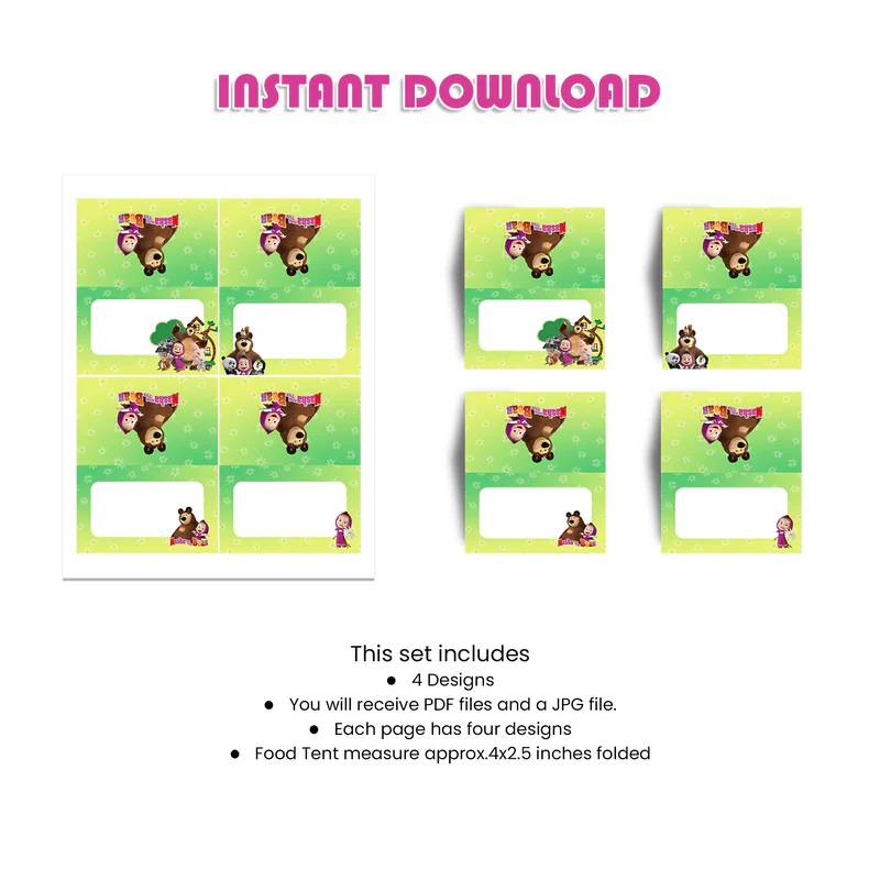 Masha and the Bear Food Cards