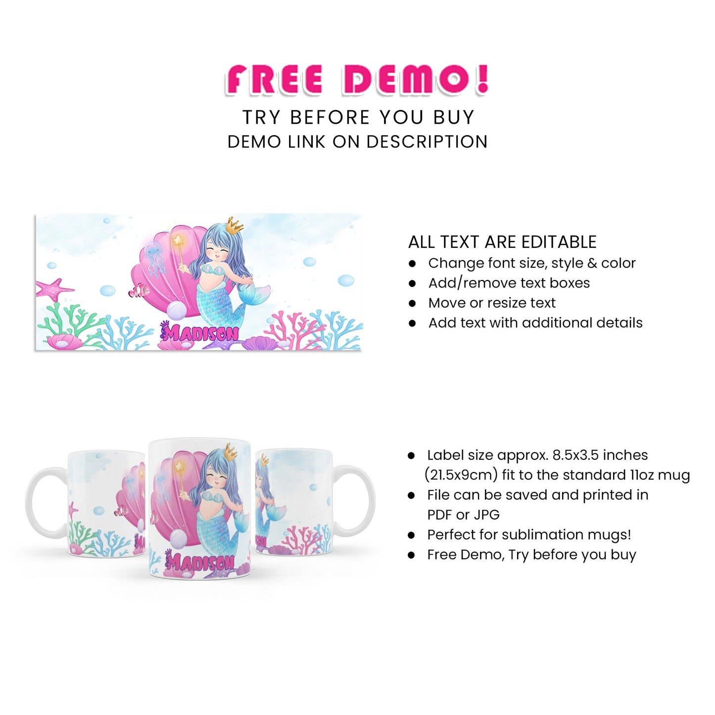 Sip in Style with a Mermaid Sublimation Mug - A Perfect Gift for Mermaid Lovers