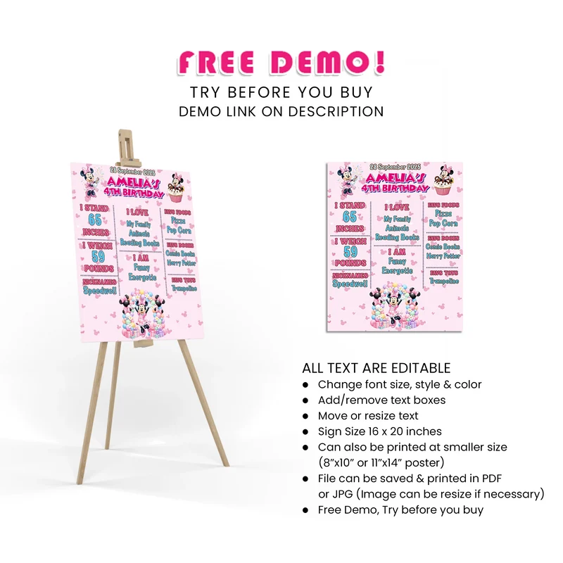 Minnie Mouse Milestone Poster Printable Digital Download