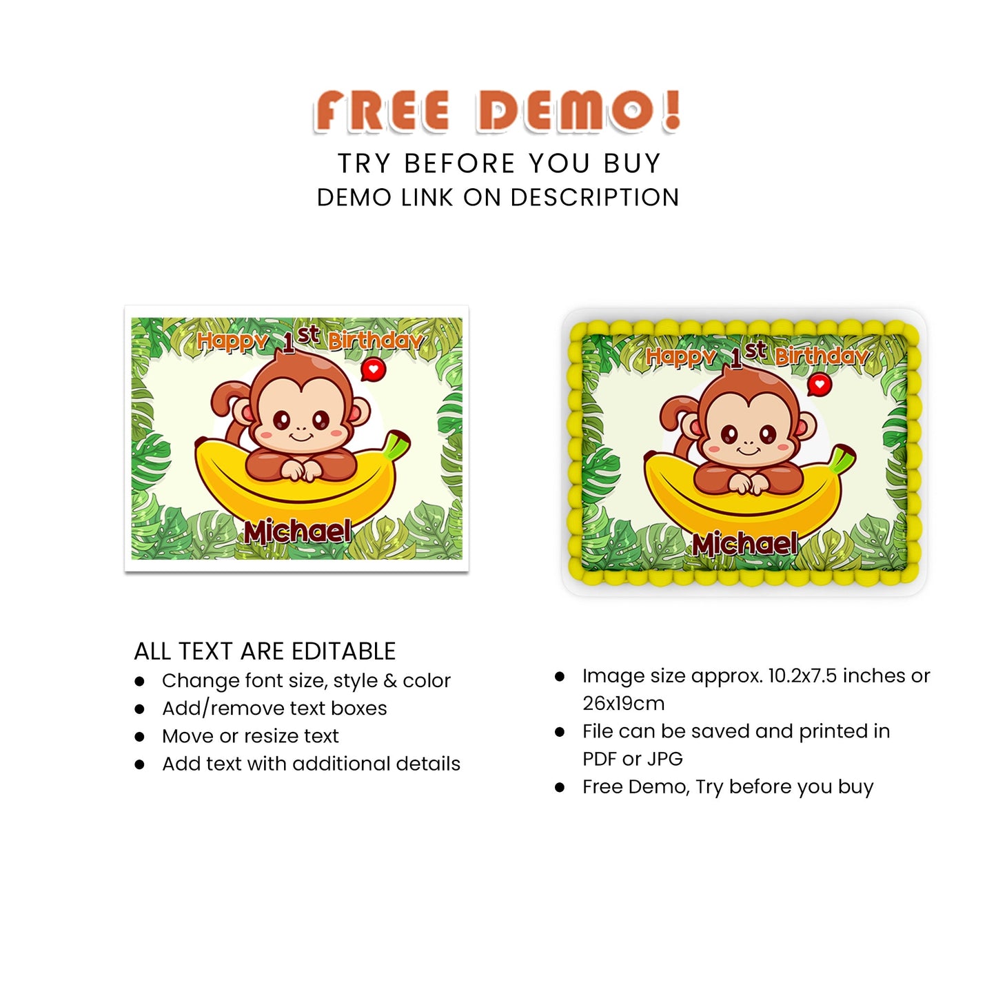 Unique Little Monkey - Custom Rectangle Sheet Cake Images for Special Occasions