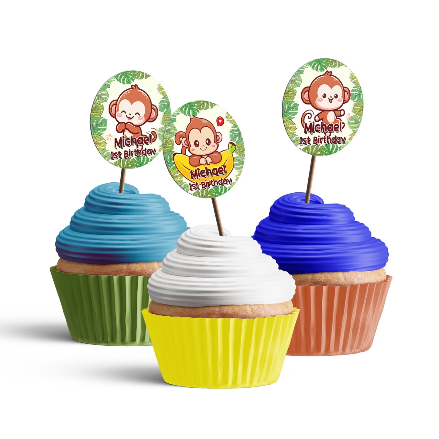 Personalized Monkey Cupcake Toppers for Kids’ Birthdays