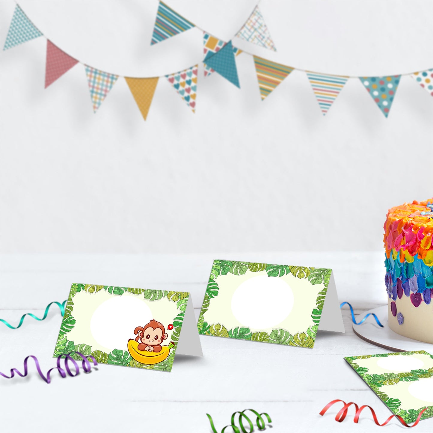 Monkey Birthday Decorations, 1st Birthday Party Supplies, Cute Monkey Themed, Monkey Party Digital Template, Editable Little Monkey Image SVG PNG
