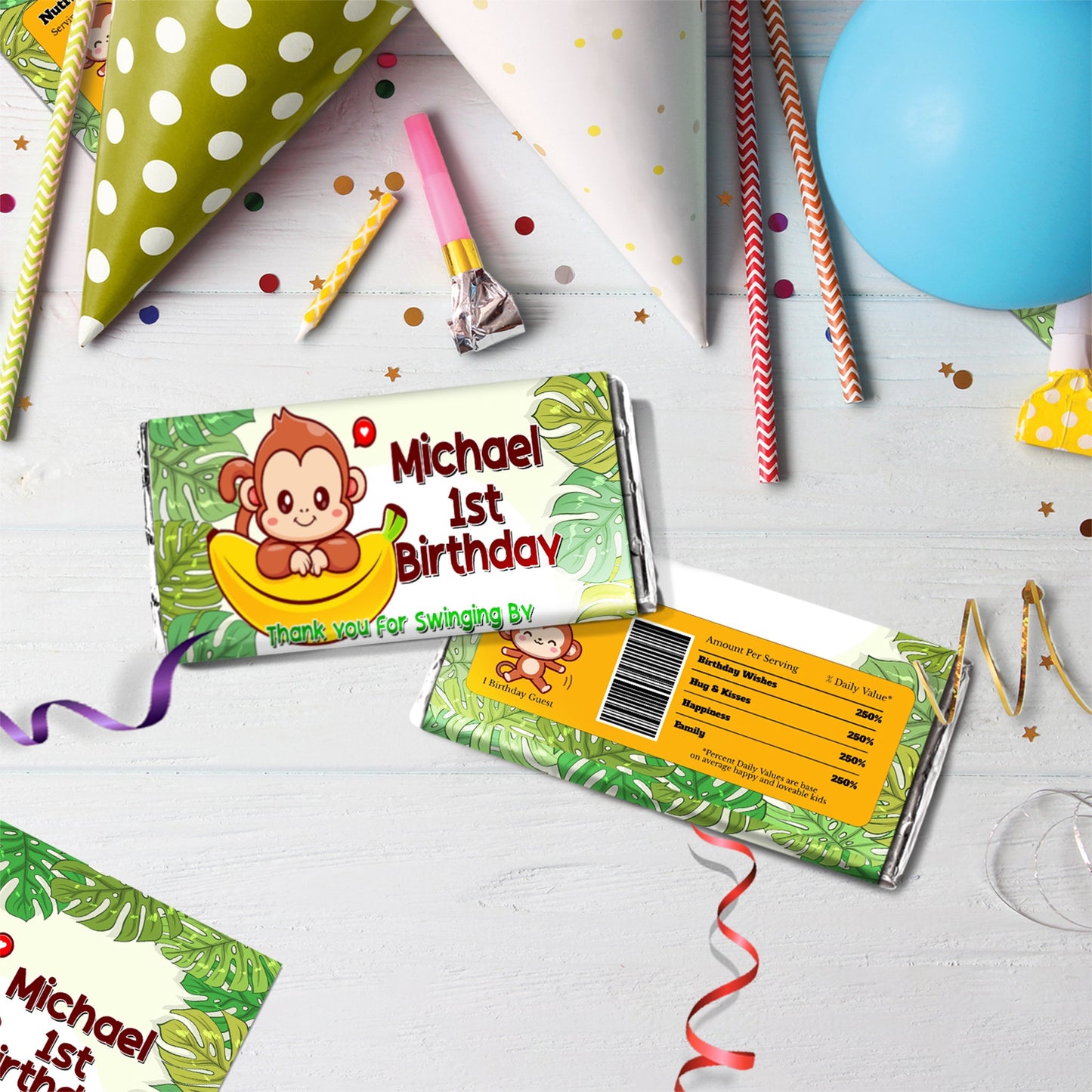 Monkey Birthday Decorations, 1st Birthday Party Supplies, Cute Monkey Themed, Monkey Party Digital Template, Editable Little Monkey Image SVG PNG