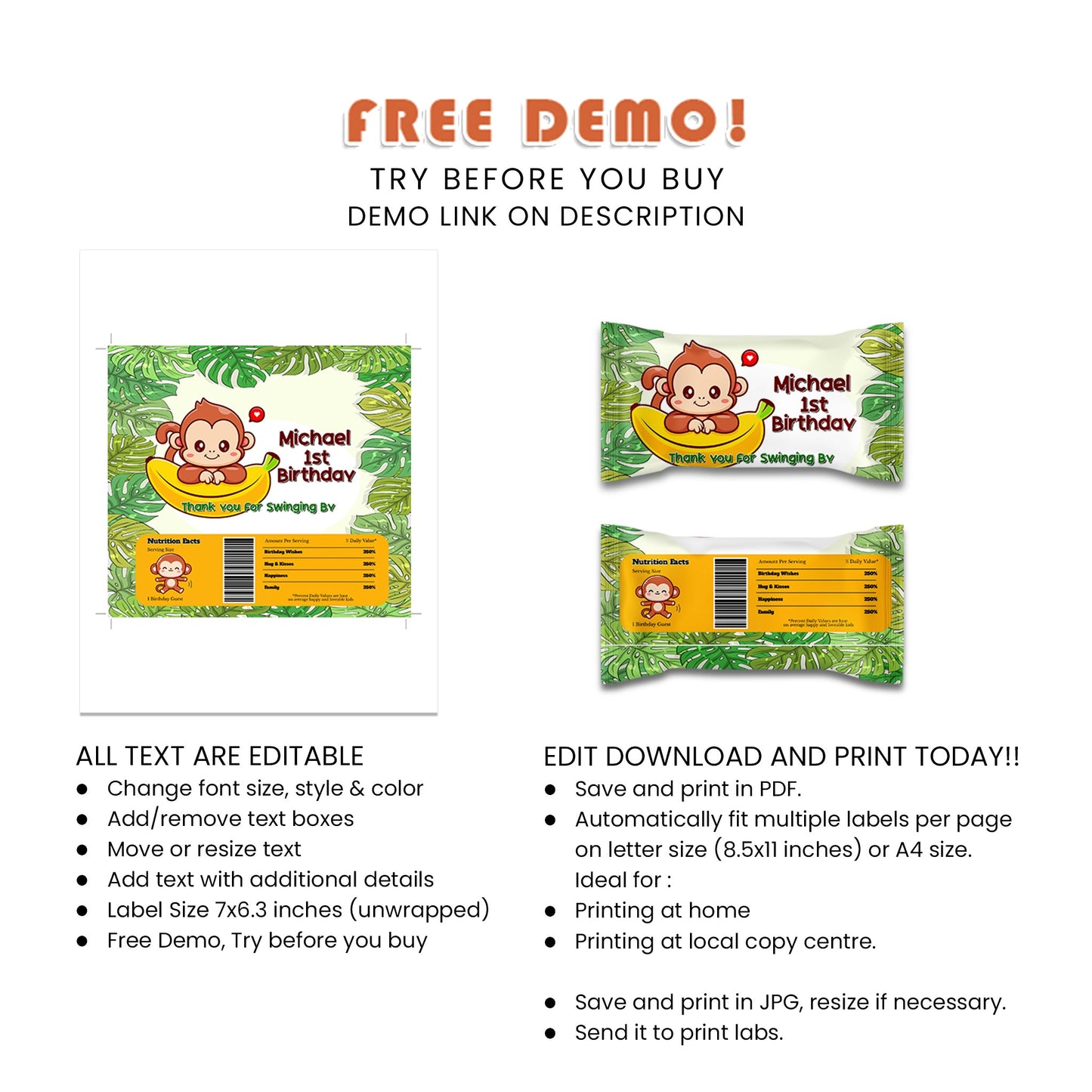 Colorful Little Monkey - Custom Skittles Labels for Vibrant Parties