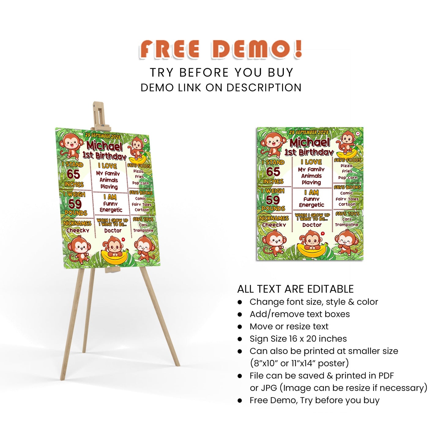 Celebrate Milestones with Little Monkey - Custom Milestone Posters