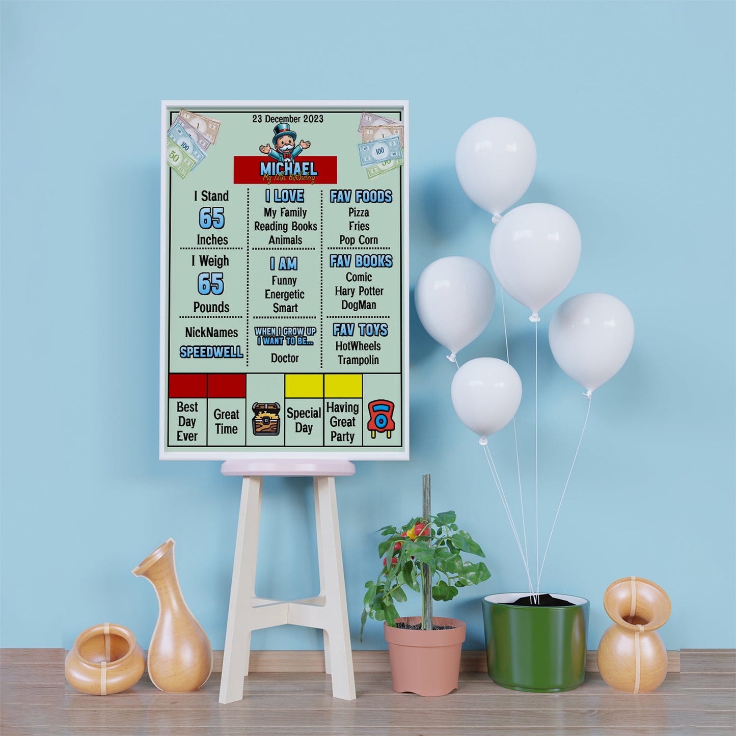 Monopoly Go Birthday Decorations, Monopoly Board Game Party Supplies, Sleepover Board Game Themed, Game Night Digital Template, Editable Monopoly Game Image SVG PNG