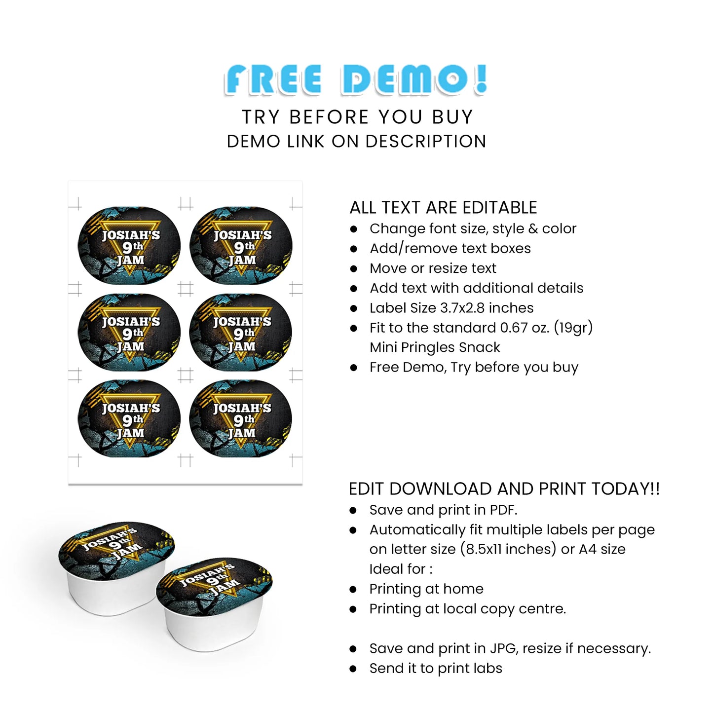 Monster Jam Mini Pringles Label