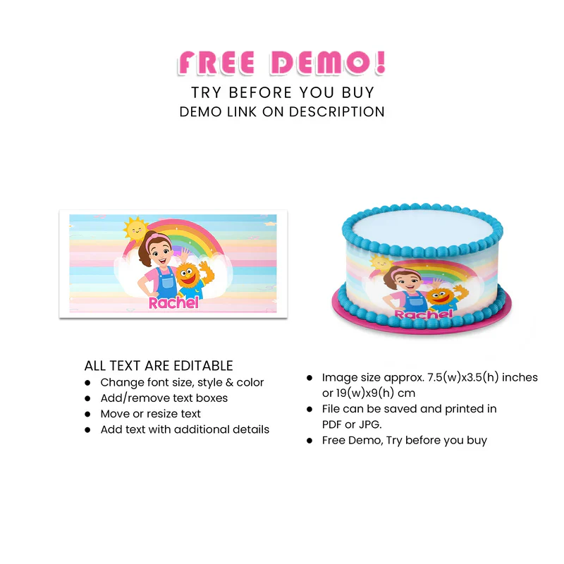 Ms Rachel Toddler Learning Cake Strips Image Personalized Design