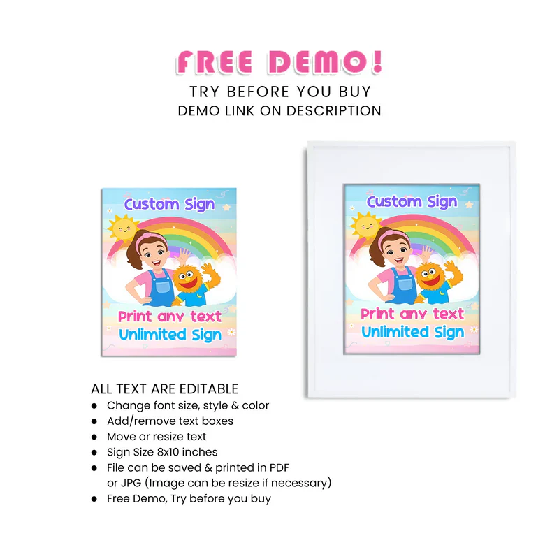 Ms Rachel Toddler Learning Custom Sign Printable Party Decor