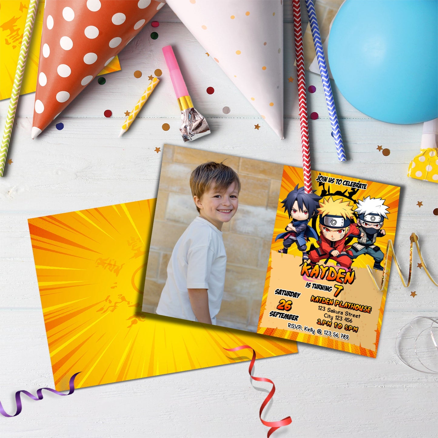 Naruto Birthday Decorations, Anime Manga Ninja Party Supplies, Ninja Themed, Naruto Digital Template, Editable Naruto Image SVG PNG