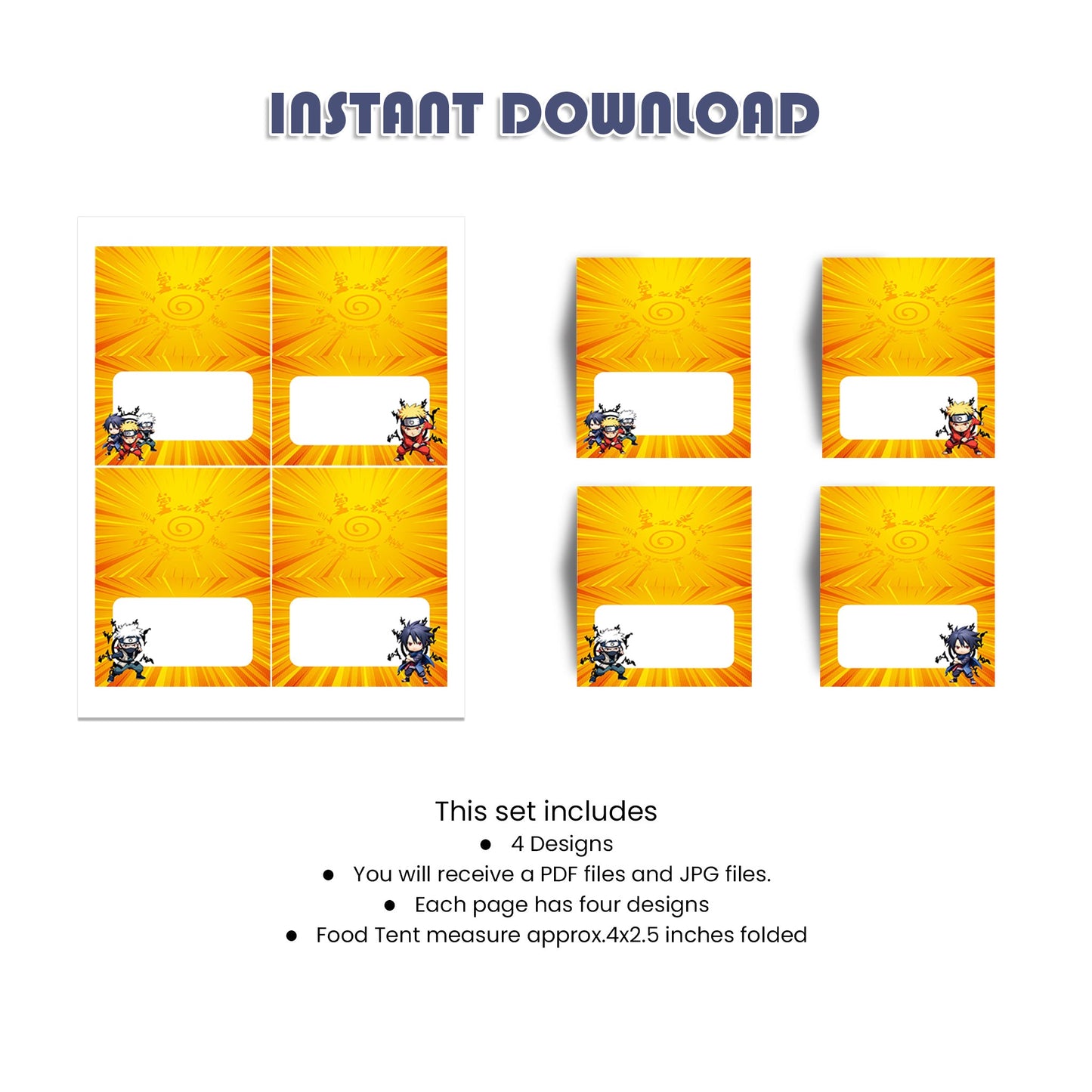 Naruto Food Cards - Keep Your Party Organized and Themed