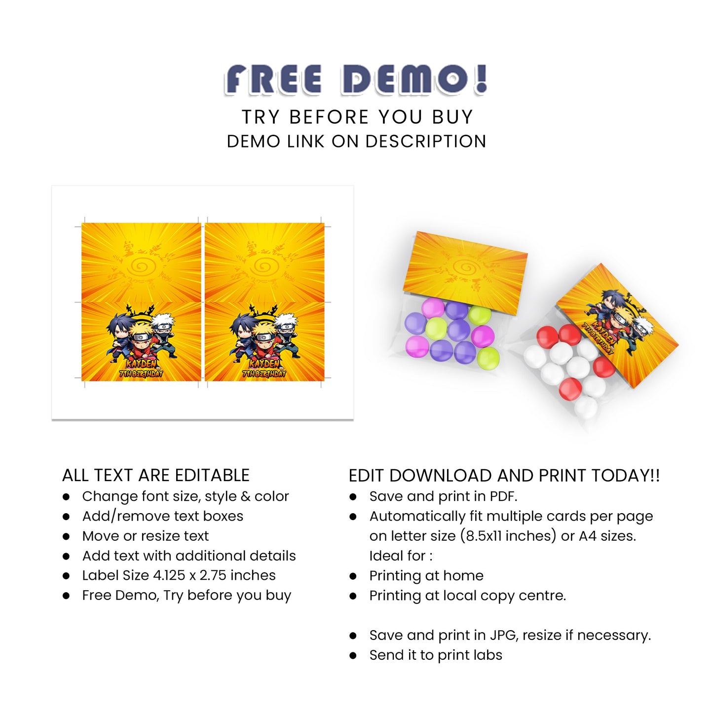 Naruto Treat Bag Topper Label - Make Your Treat Bags Extra Special