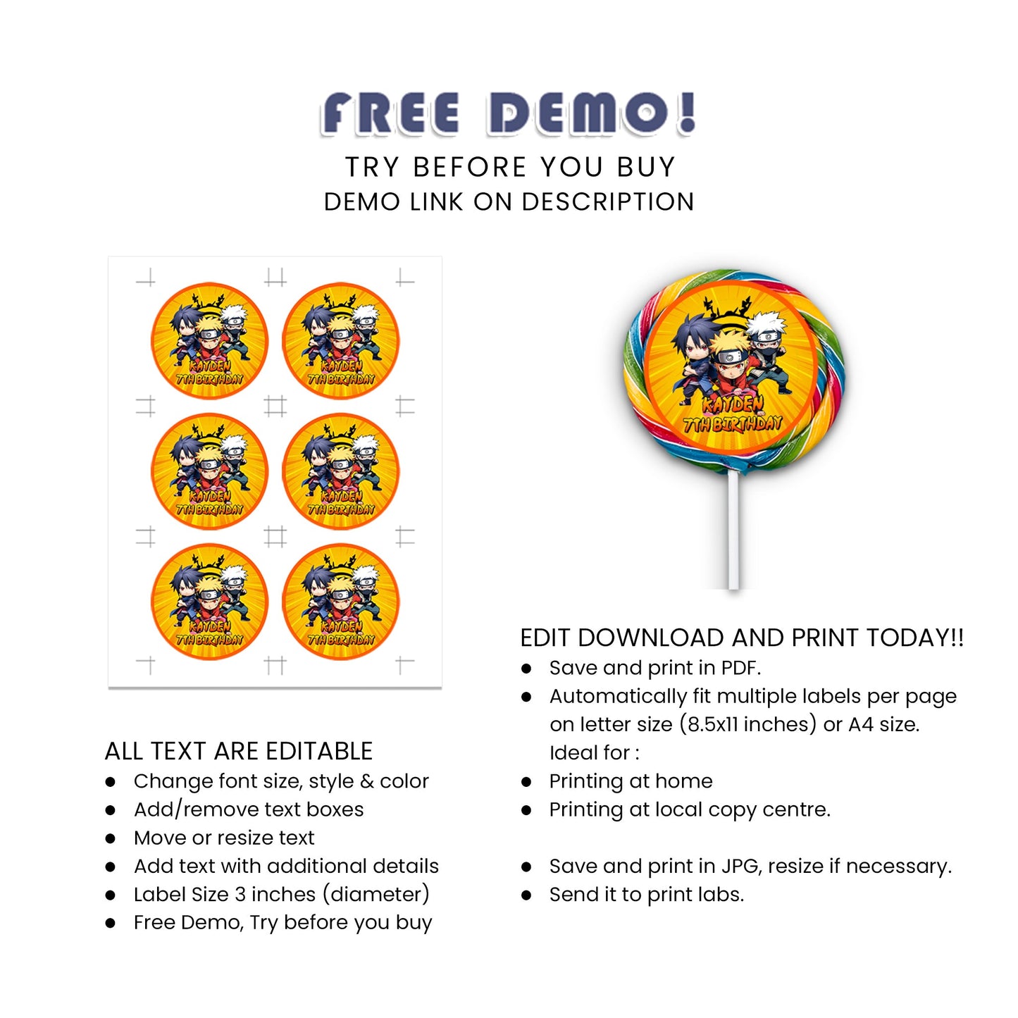 Naruto Lollipop Label - A Sweet Treat for Naruto Fans