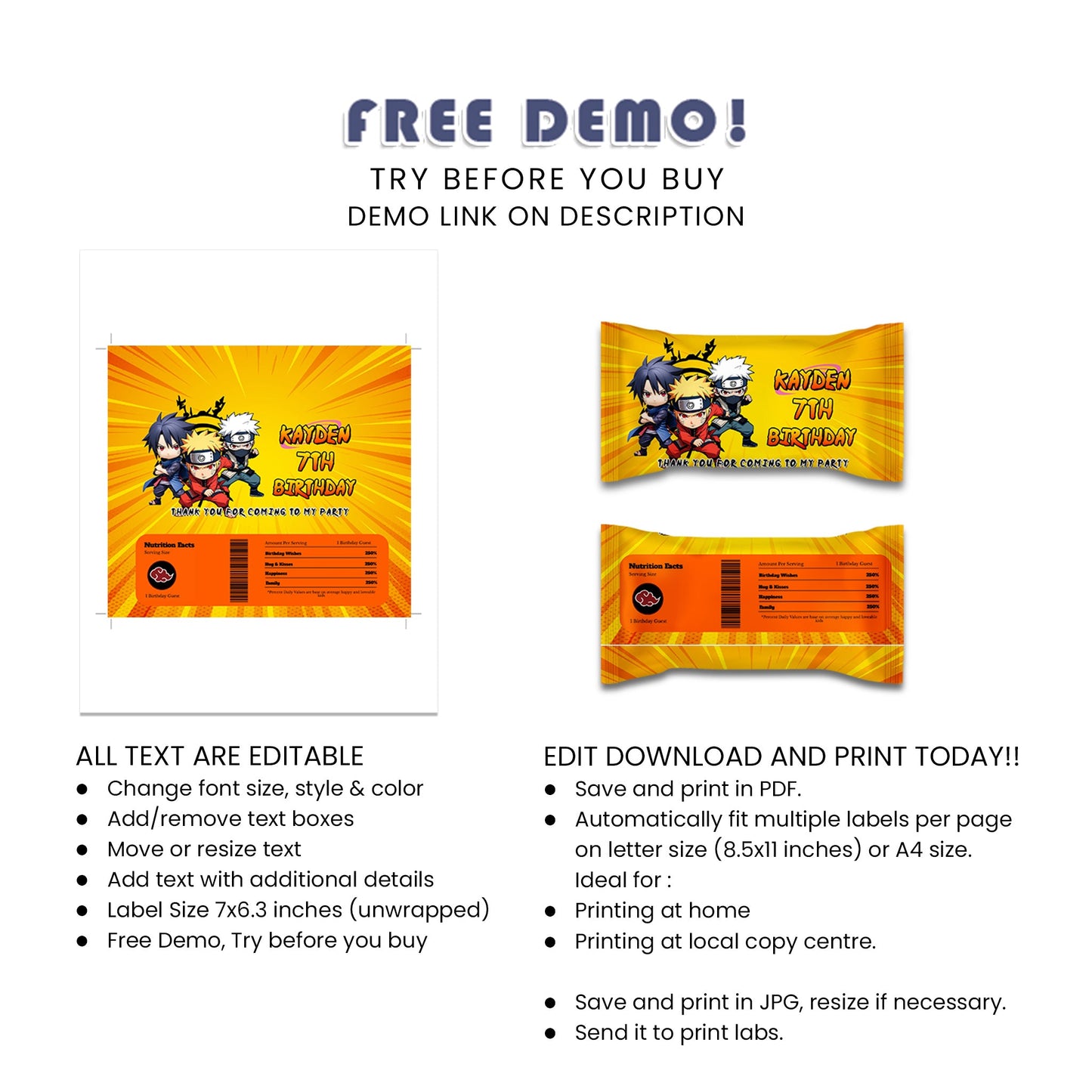 Naruto Skittles Label - Add Some Color to Your Party