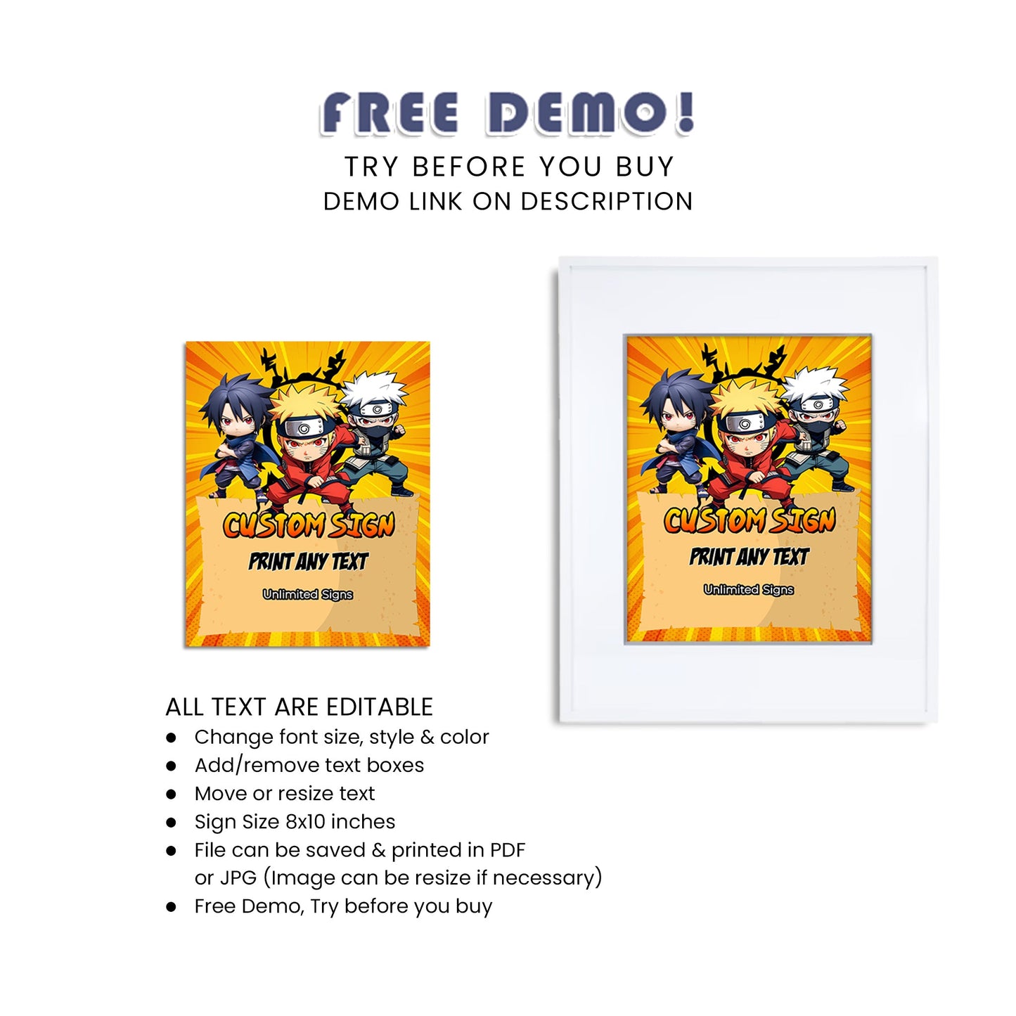 Naruto Custom Sign - Personalize Your Party Space