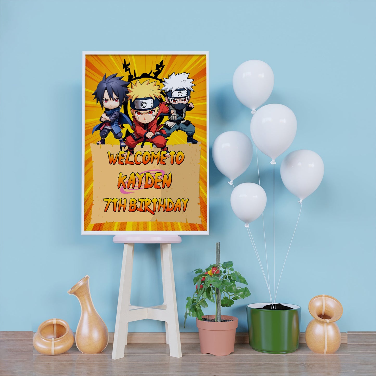 Naruto Birthday Decorations, Anime Manga Ninja Party Supplies, Ninja Themed, Naruto Digital Template, Editable Naruto Image SVG PNG