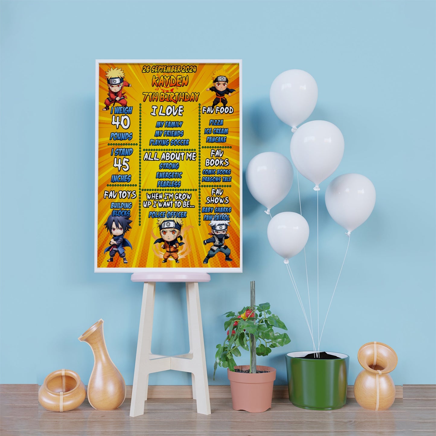 Naruto Birthday Decorations, Anime Manga Ninja Party Supplies, Ninja Themed, Naruto Digital Template, Editable Naruto Image SVG PNG