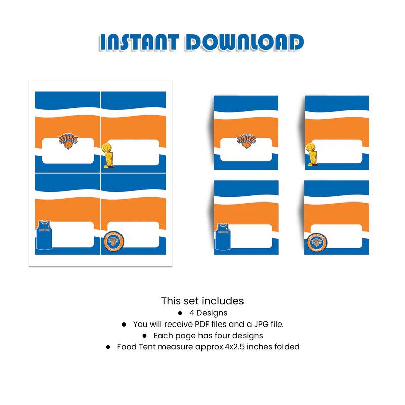 New York Knicks Food Cards Custom Table Decor for Game Day Events