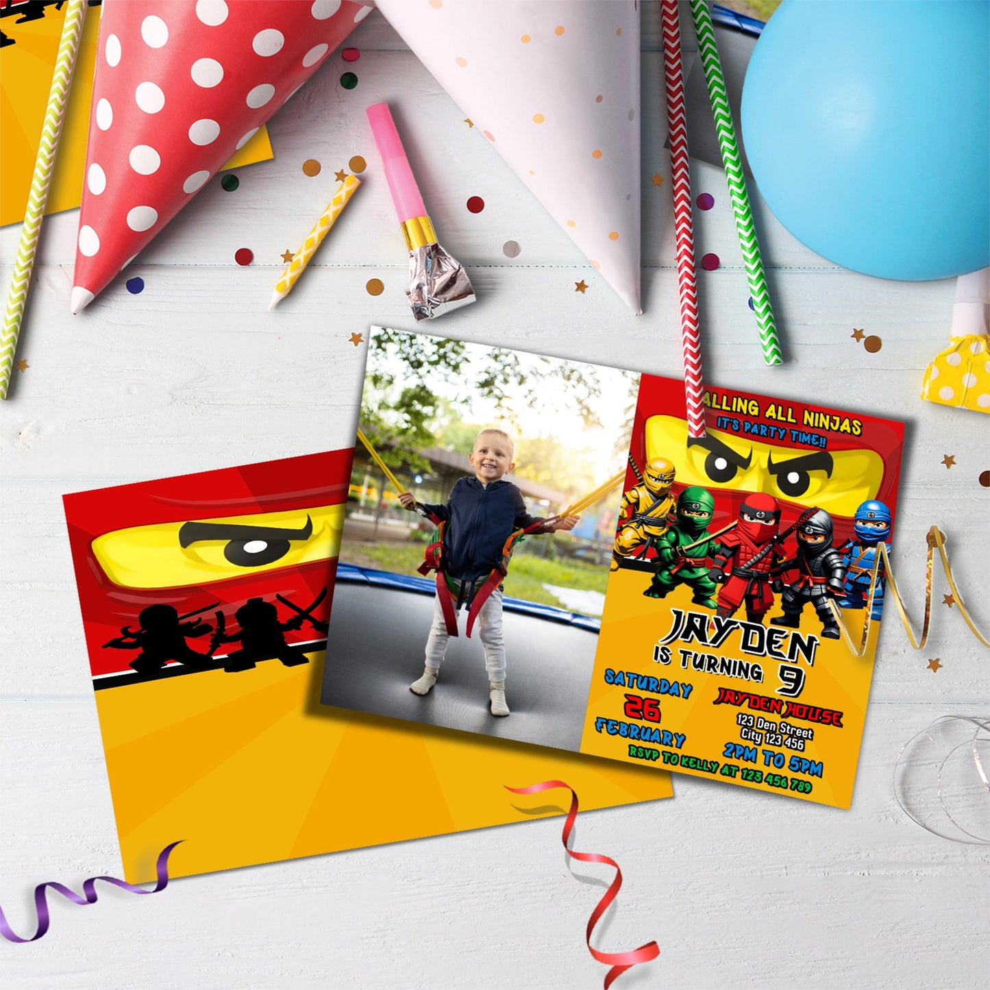 Ninjago Birthday Decorations, Lego Ninja Party Supplies, Ninja Themed, Ninja Lego Digital Template, Editable Ninja Figure Image SVG PNG