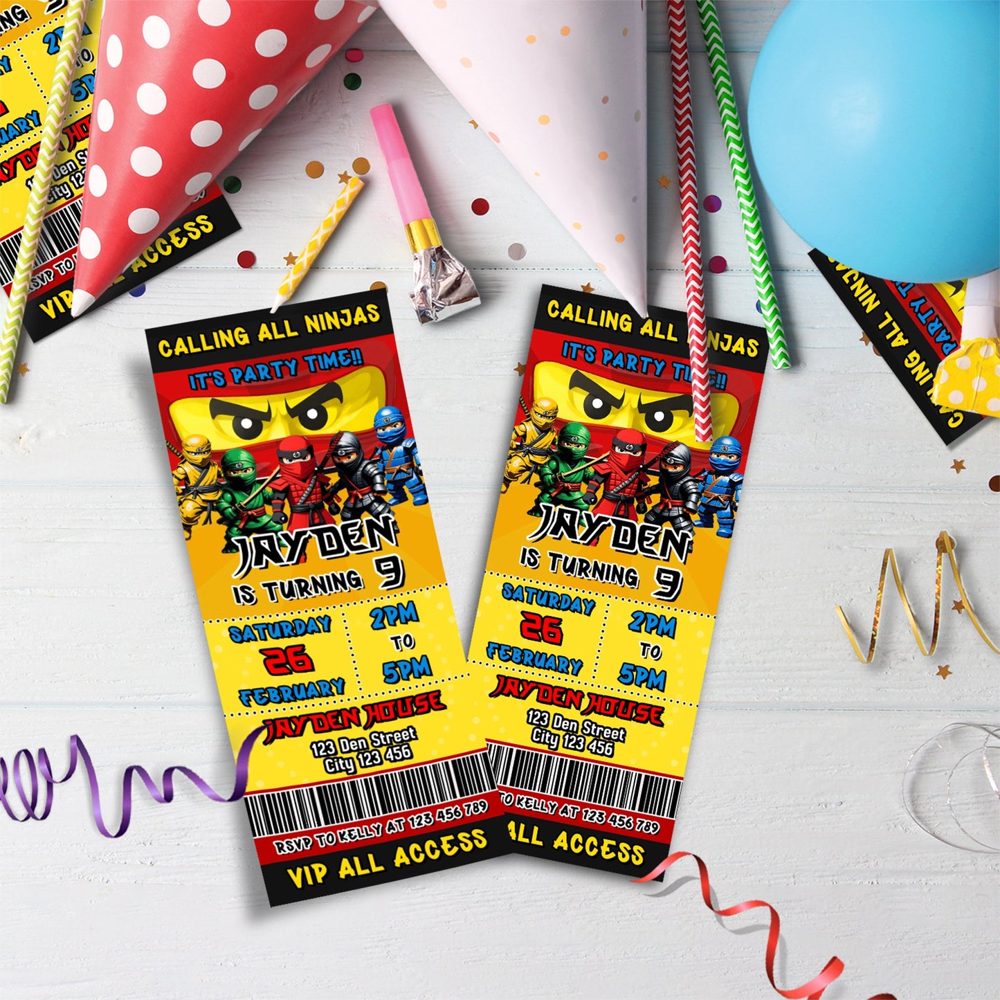 Ninjago Birthday Decorations, Lego Ninja Party Supplies, Ninja Themed, Ninja Lego Digital Template, Editable Ninja Figure Image SVG PNG