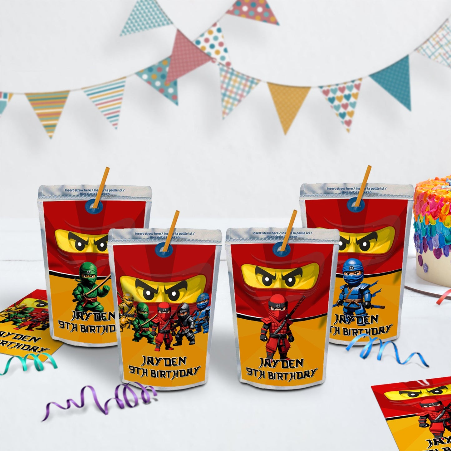 Ninjago Birthday Decorations, Lego Ninja Party Supplies, Ninja Themed, Ninja Lego Digital Template, Editable Ninja Figure Image SVG PNG