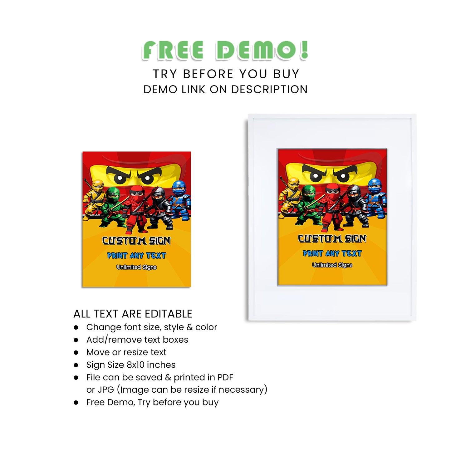 Personalize Your Event with Our Ninja Figure Custom Sign - Perfect for Any Occasion