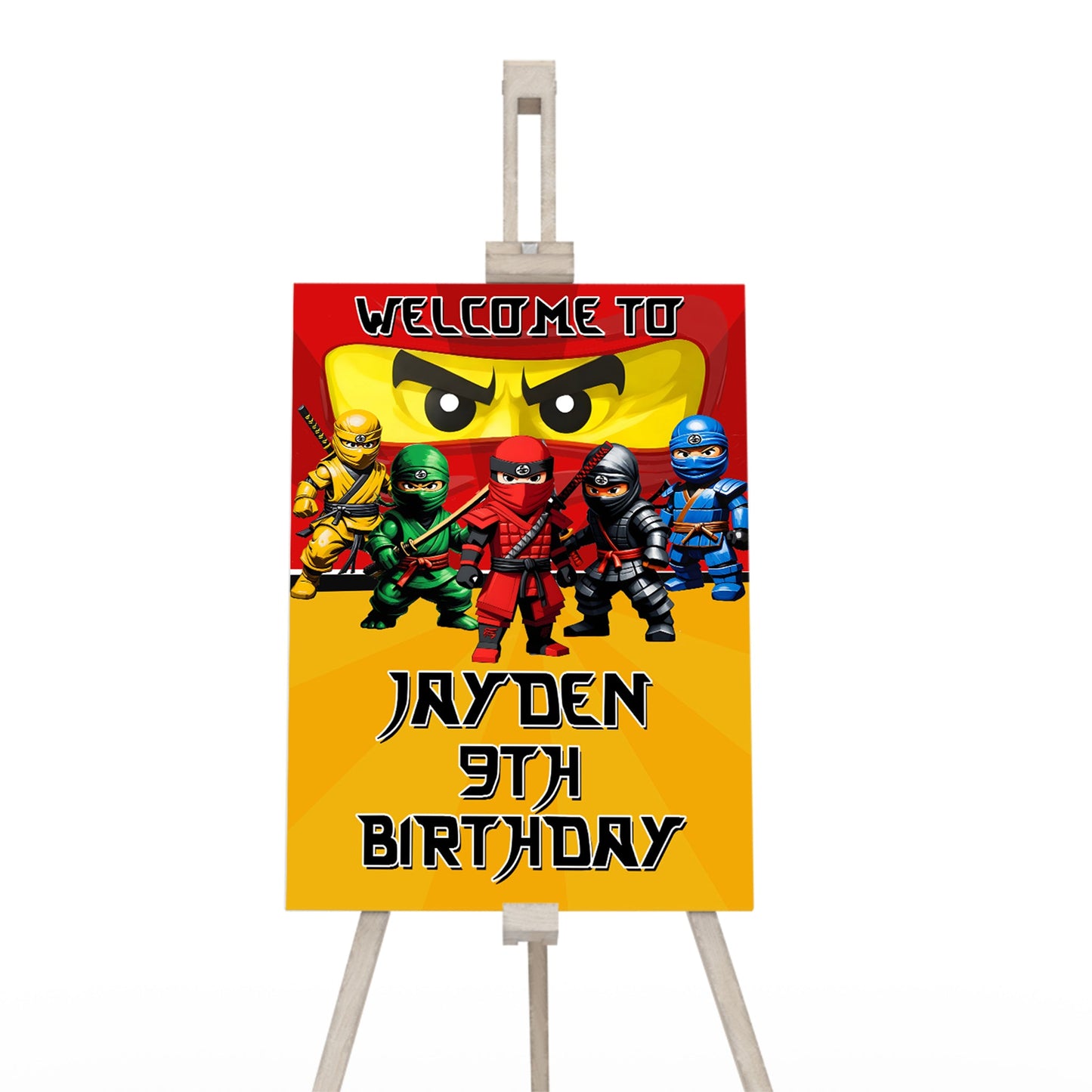 Welcome sign with Ninja Figure theme