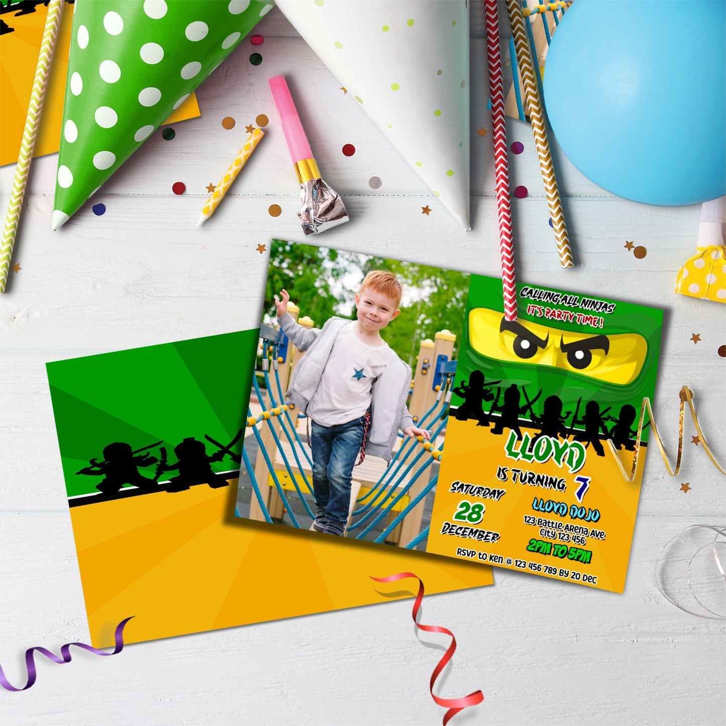 Ninjago Birthday Decorations, Lego Ninja Party Supplies, Ninjago Themed, Ninja Lego Digital Template, Editable Ninjago Image SVG PNG