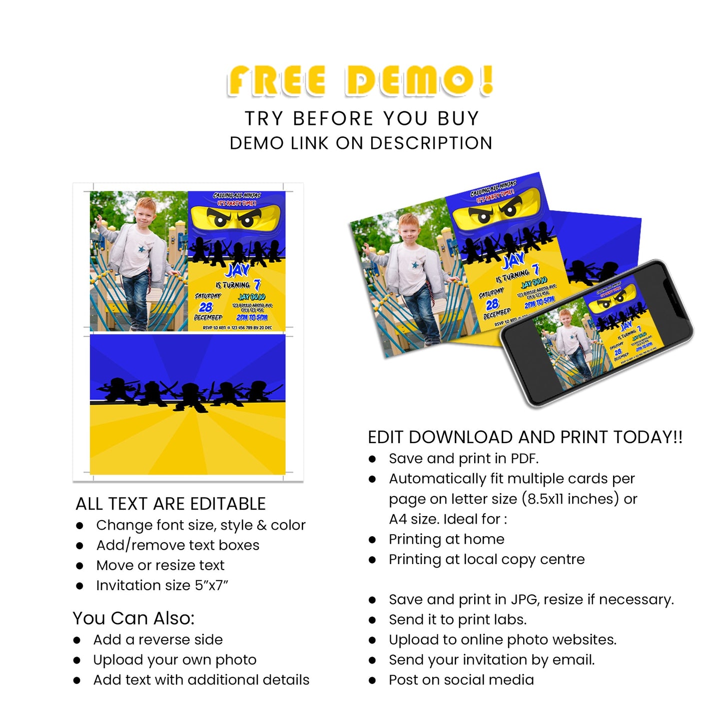Create Unforgettable Memories with Our Ninjago Personalized Photo Card Invitations