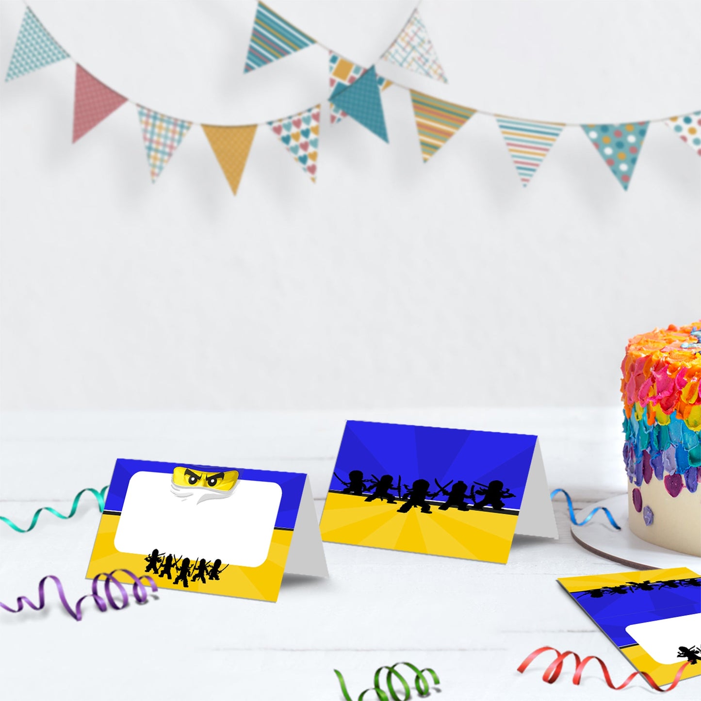 Ninjago Birthday Decorations, Lego Ninja Party Supplies, Ninjago Blue Themed, Ninja Lego Digital Template, Editable Ninjago Image SVG PNG