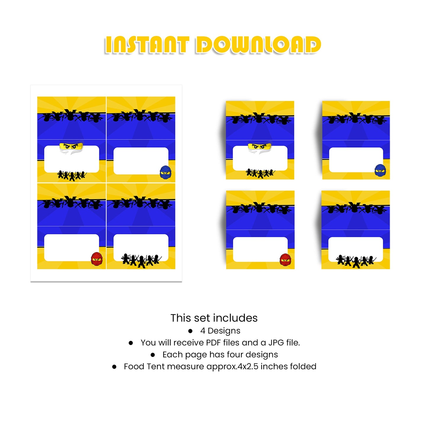 Enhance Your Party Decor with Our Ninjago Food Cards - Perfect for Themed Parties