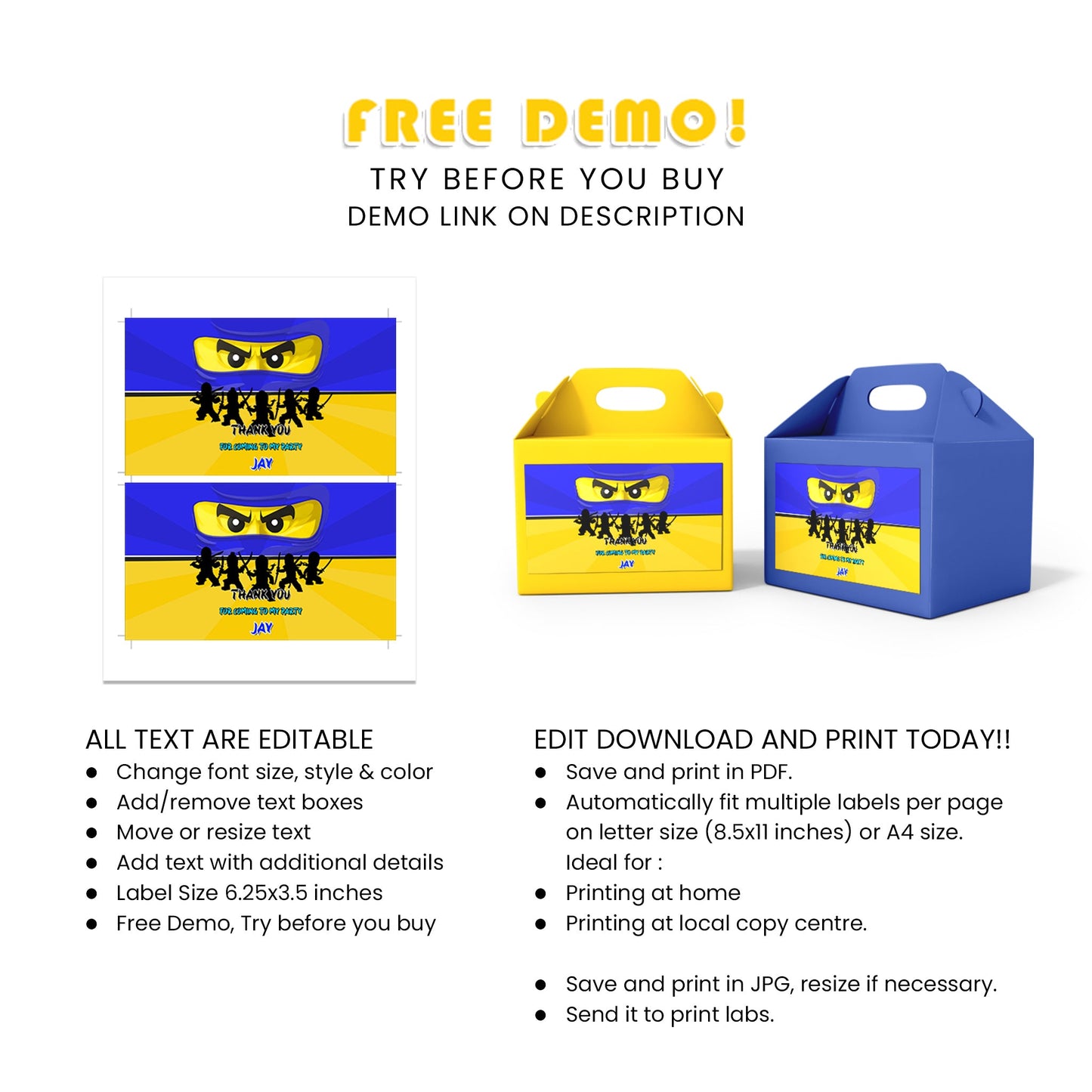 Make Your Treats Extra Special with Our Ninjago Treat Box Label