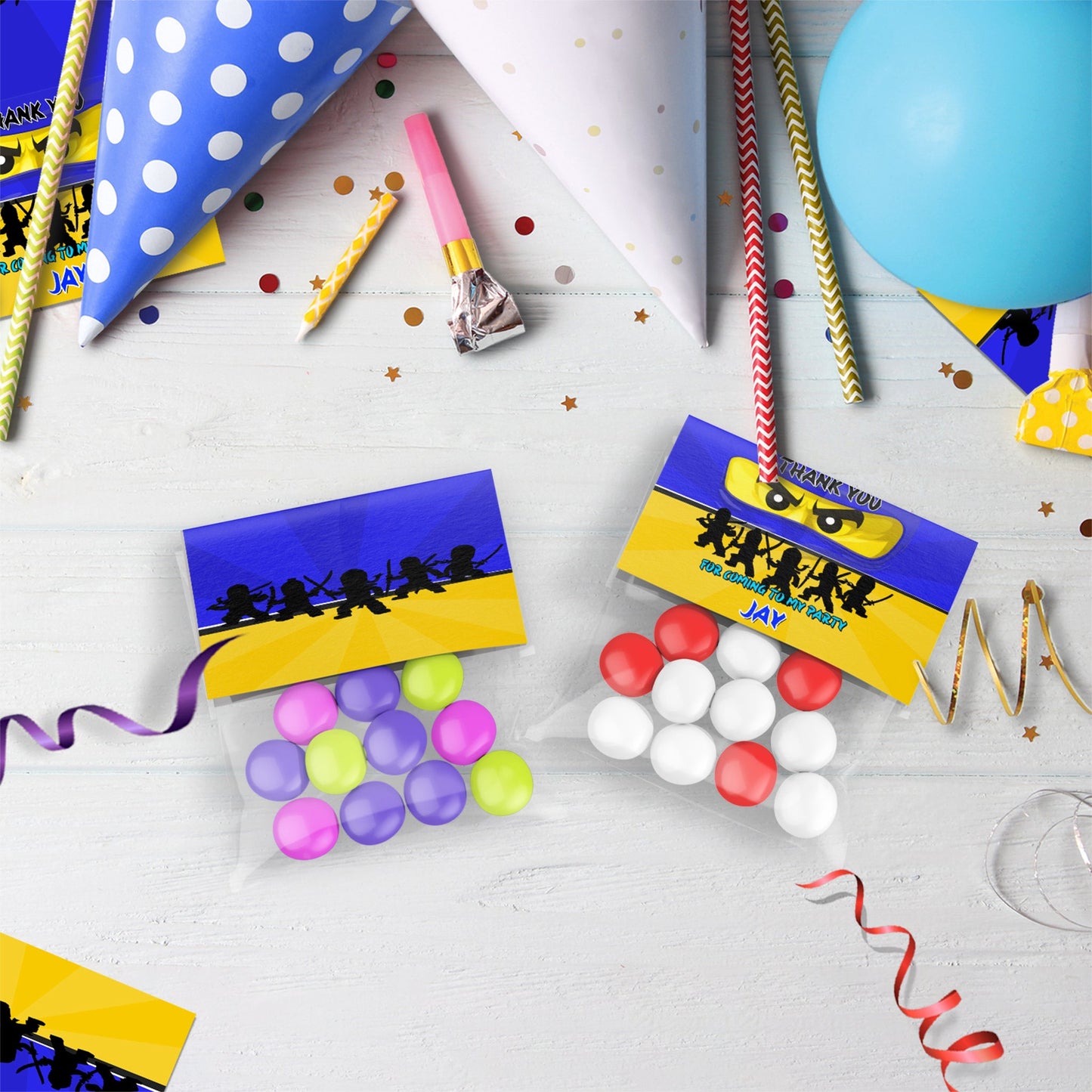 Ninjago Birthday Decorations, Lego Ninja Party Supplies, Ninjago Blue Themed, Ninja Lego Digital Template, Editable Ninjago Image SVG PNG