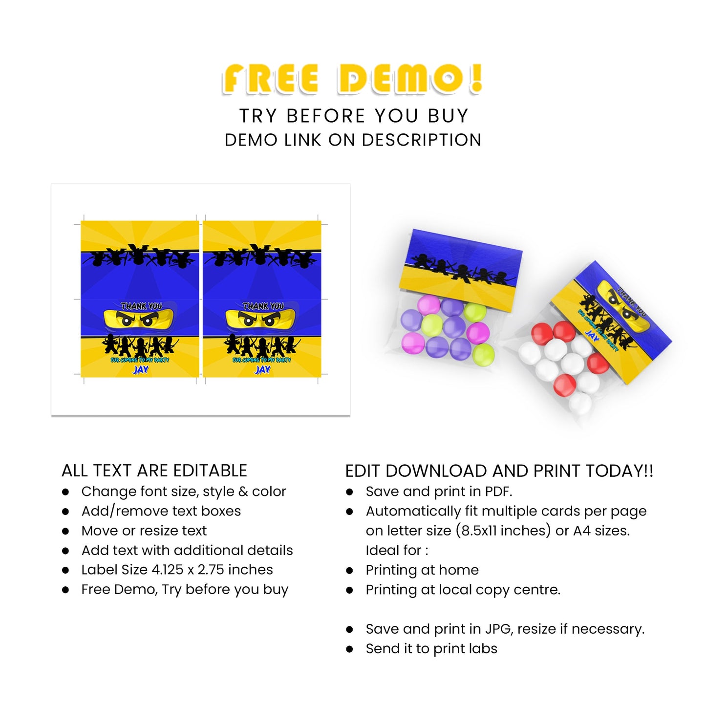 Elevate Your Treat Bags with Our Ninjago Treat Bag Topper Label