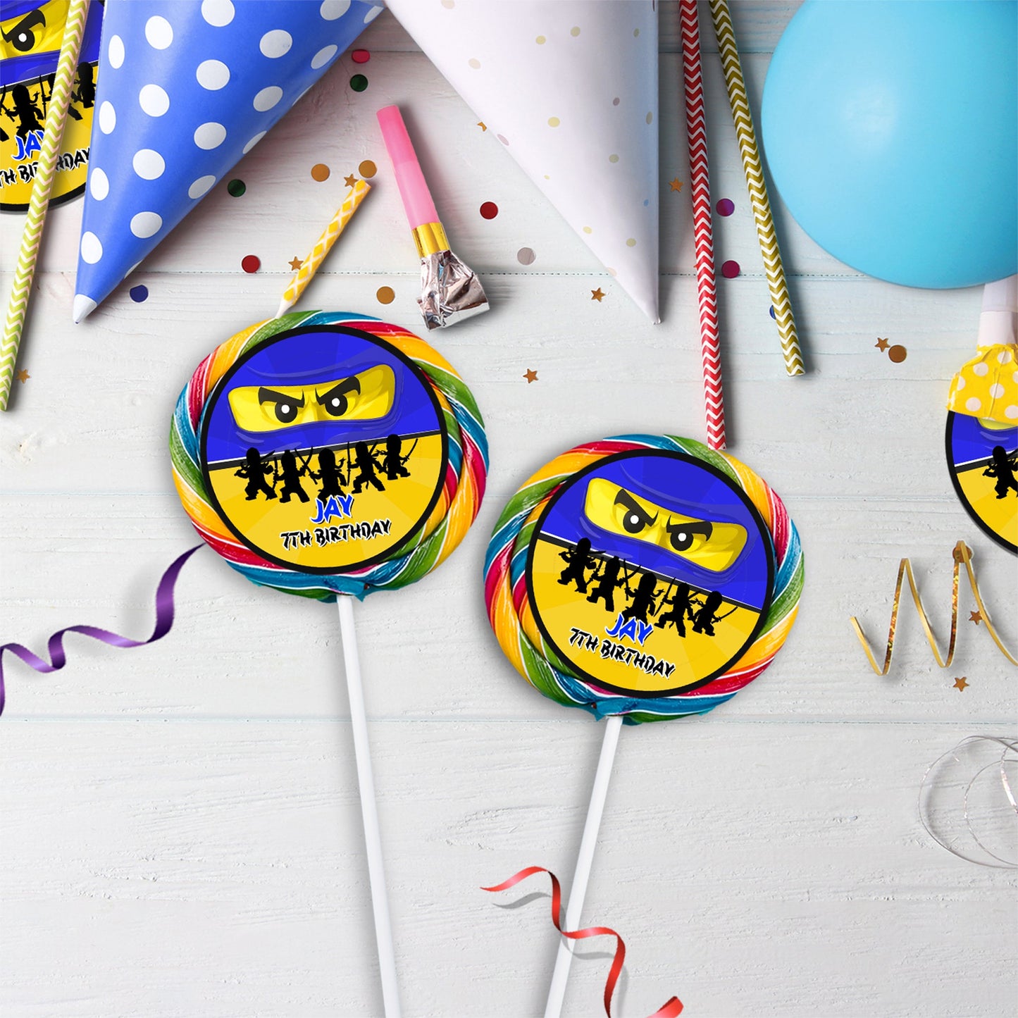 Ninjago Birthday Decorations, Lego Ninja Party Supplies, Ninjago Blue Themed, Ninja Lego Digital Template, Editable Ninjago Image SVG PNG