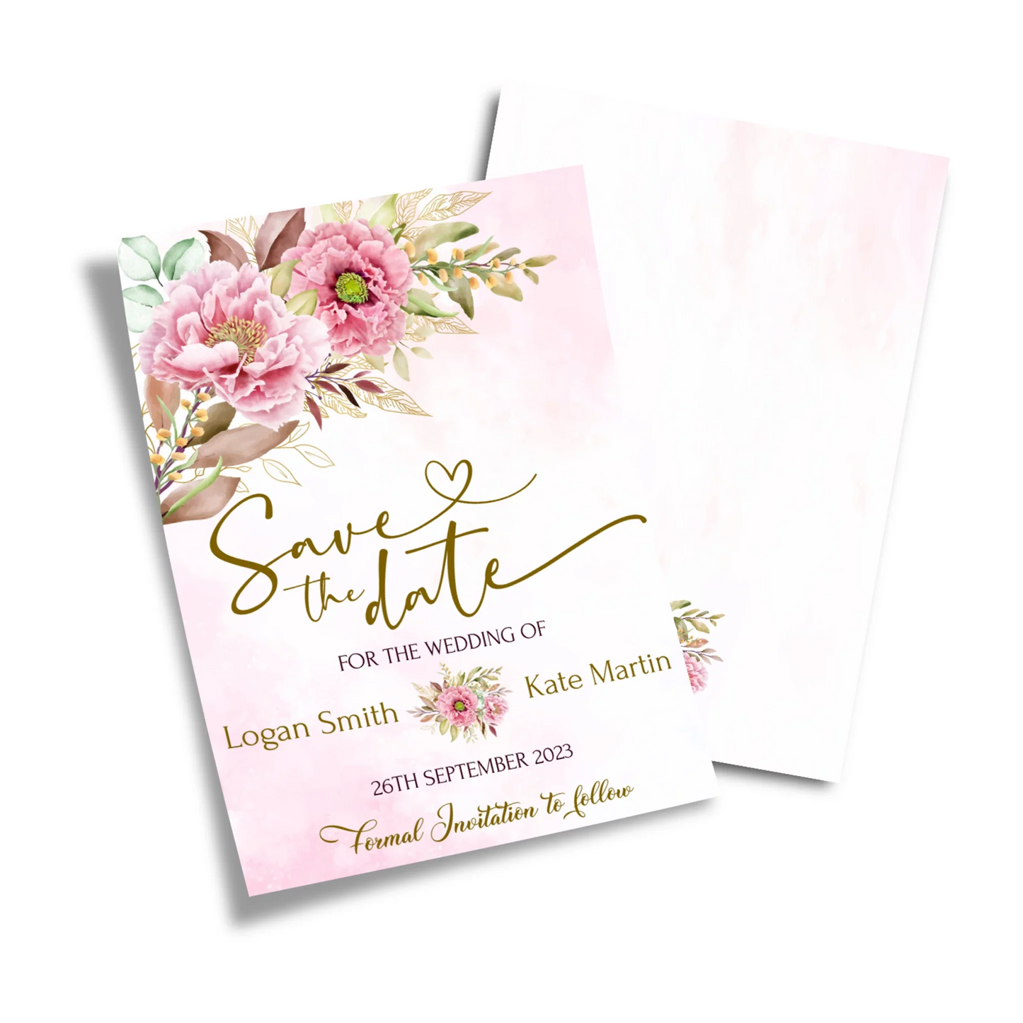 Pink Peony Printable Save the Date Wedding Event Announcement Template