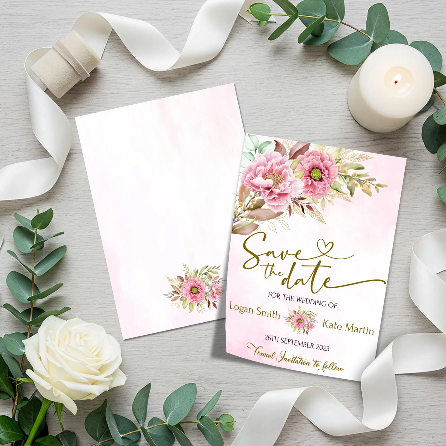 Peony DIY Wedding, Floral Wedding Party Supplies, Pink Peony Themed, Floral Digital Template, Editable Pink Peony Image SVG PNG