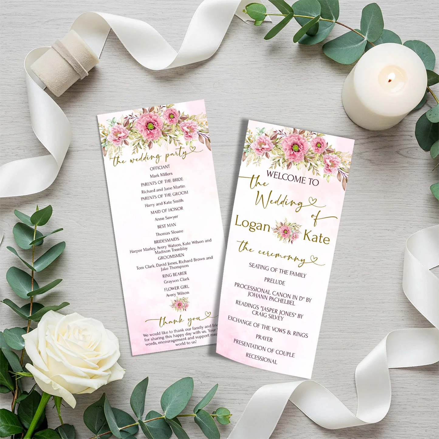 Peony DIY Wedding, Floral Wedding Party Supplies, Pink Peony Themed, Floral Digital Template, Editable Pink Peony Image SVG PNG