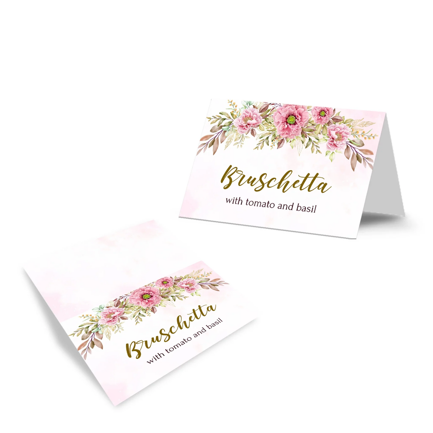 Pink Peony Printable Buffet Card for Wedding Food Labeling