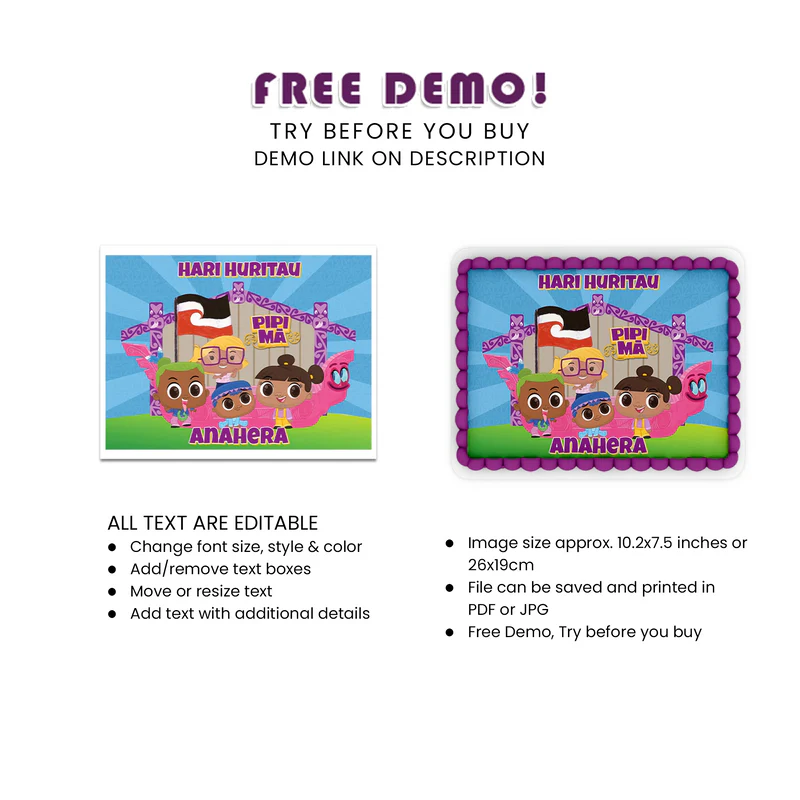 Pipi Ma Personalized Icing Sheet Cake Topper Images Digital Download