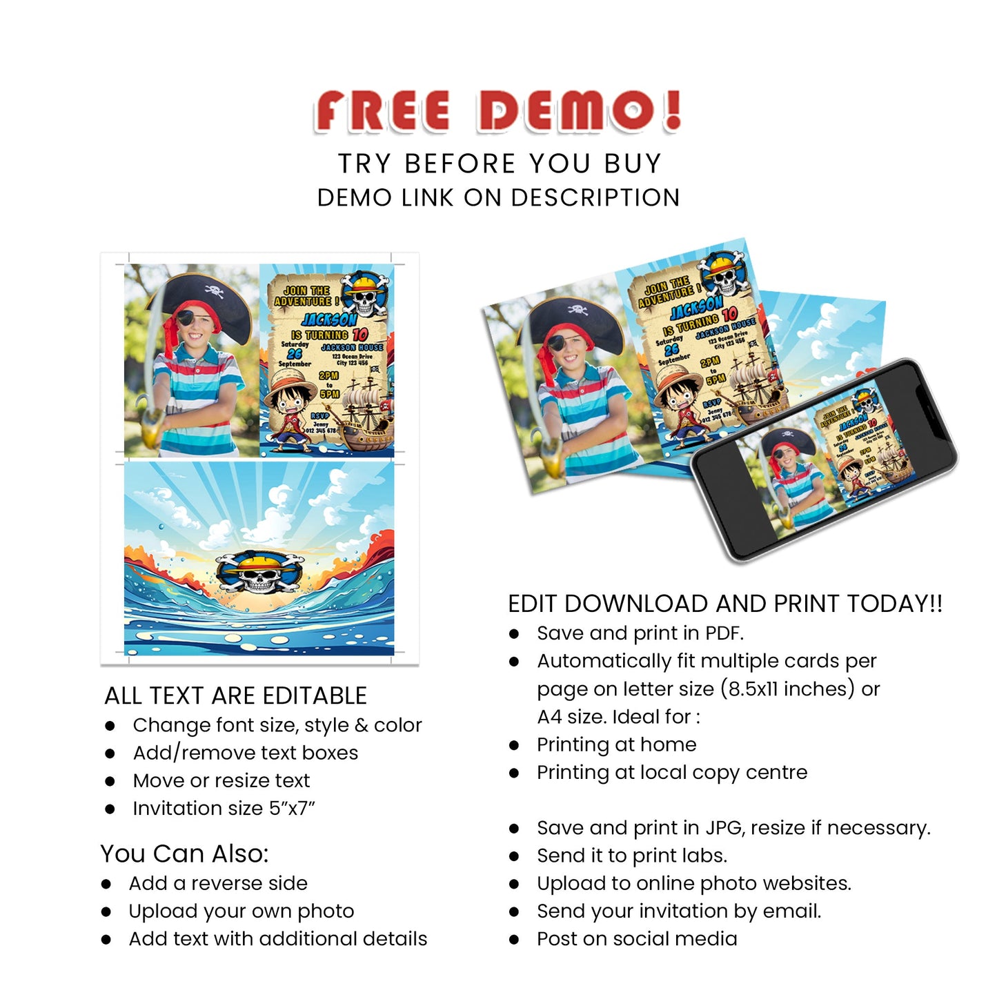 One Piece Personalized Photo Card Invitations - Capture Memories in a Unique Way